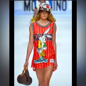 Moschino Jeremy Scott Bugs Bunny Tank Top Jersey Mini Dress Looney Tunes